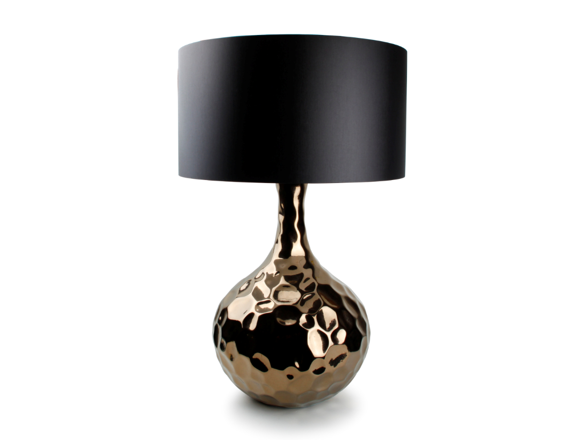 Lampe 35xH74cm crackle gold abat-jour noir Lanor