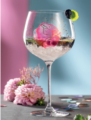 Visuel deVerre à gin PRESENTE : imprimé de fleurs en combinaison avec une impression or Verre en imprimé de chez Leonardo