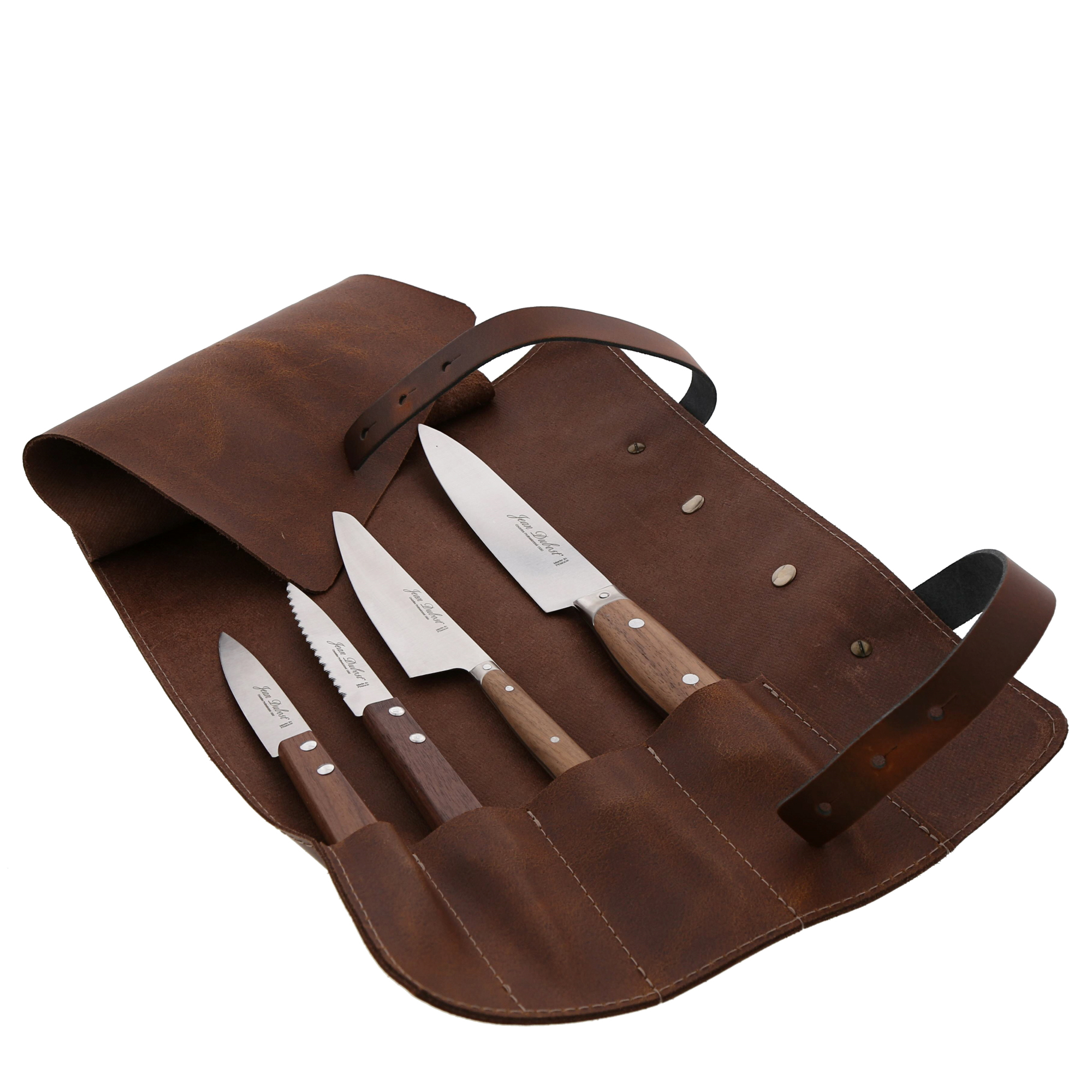 Sacoche cuir avec 4 couteaux de cuisine gamme 1920 Jean Dubost