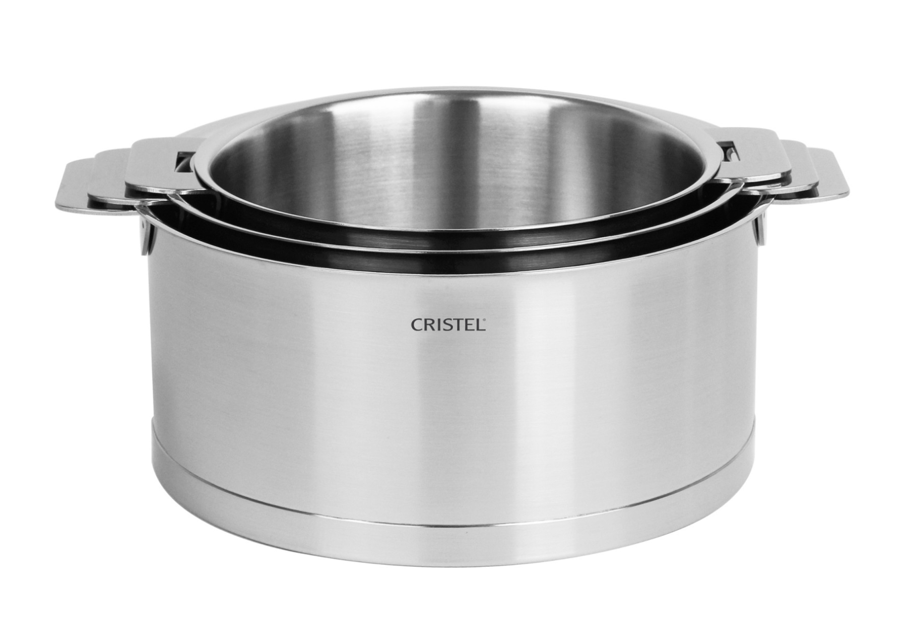 Visuel deSérie de 3 casseroles inox Amovible - Strate Série de 3 casseroles inox Amovible par CRISTEL