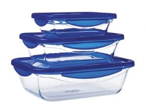 Lot de 9 plats de conservation en verre avec couvercle à valves vapeur -  Cook&Heat - Cook & Heat - Pyrex® - Offrir Retailers