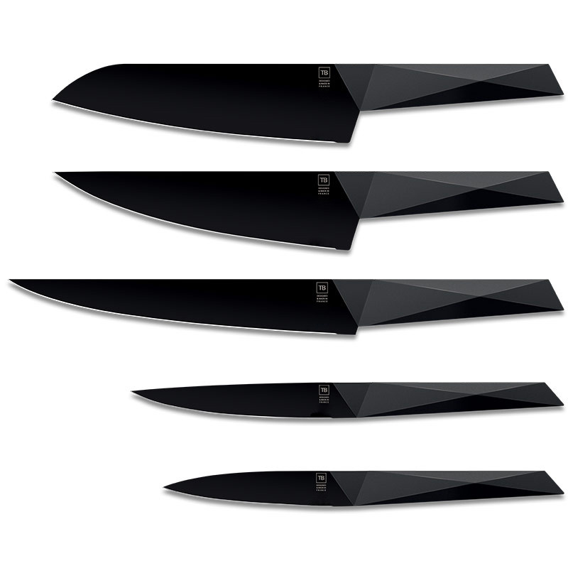  Set de 5 couteaux Furtif lame noire - Fabrication France