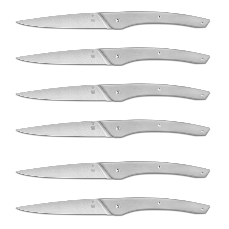 Set de 6 couteaux Auguste lame 10,5 cm manche Gris - Made In France