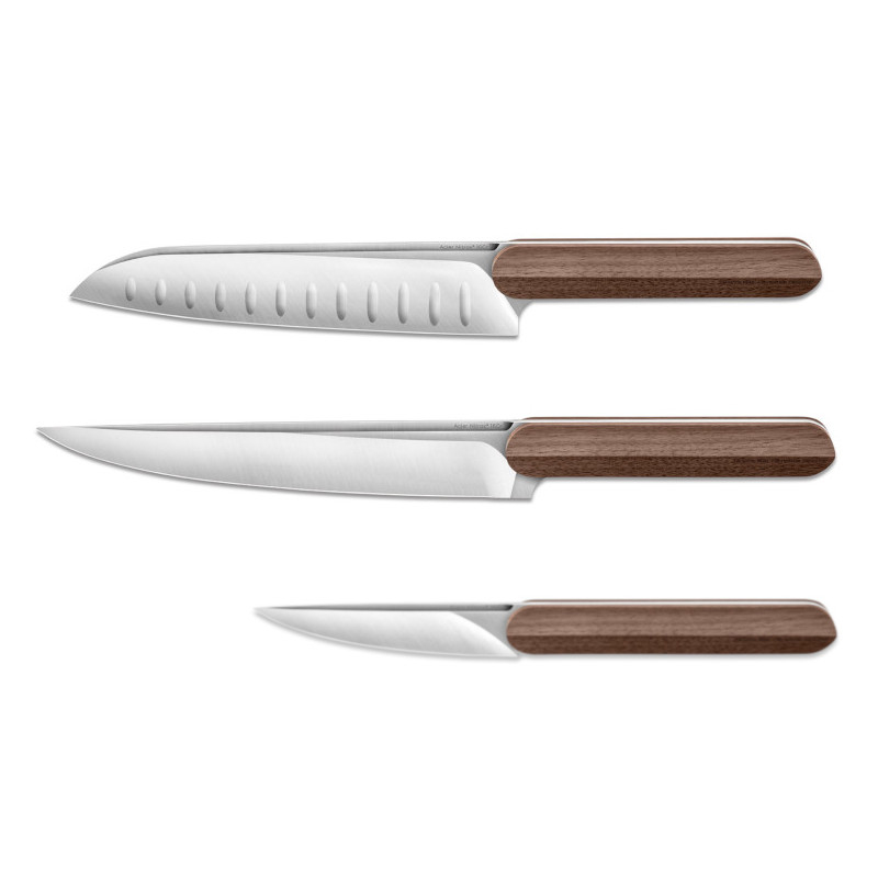 COFFRET LAME NOIRE MANCHE NOIR : COUTEAU OFFICE ET SANTOKU - Tecniba