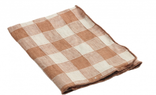 Serviette Bourdon Toile Vintage Vichy Coloris "Terracotta"