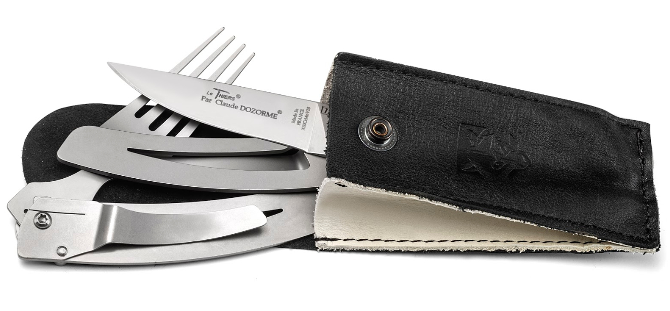 Pochette couteau + fourchette pliants Liner ultraplats - Le Thiers®