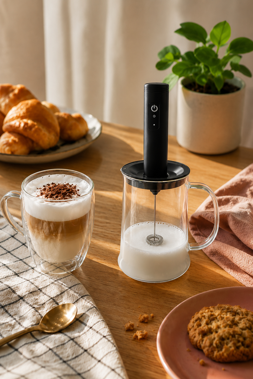 COFFRET PICHET EN VERRE ET MOUSSEUR À LAIT - NUTS