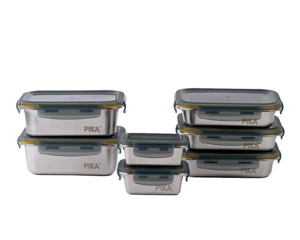 Lot de 7 boites alimentaires inox : 260, 820 & 1200ml - PIKA - Metal Set
