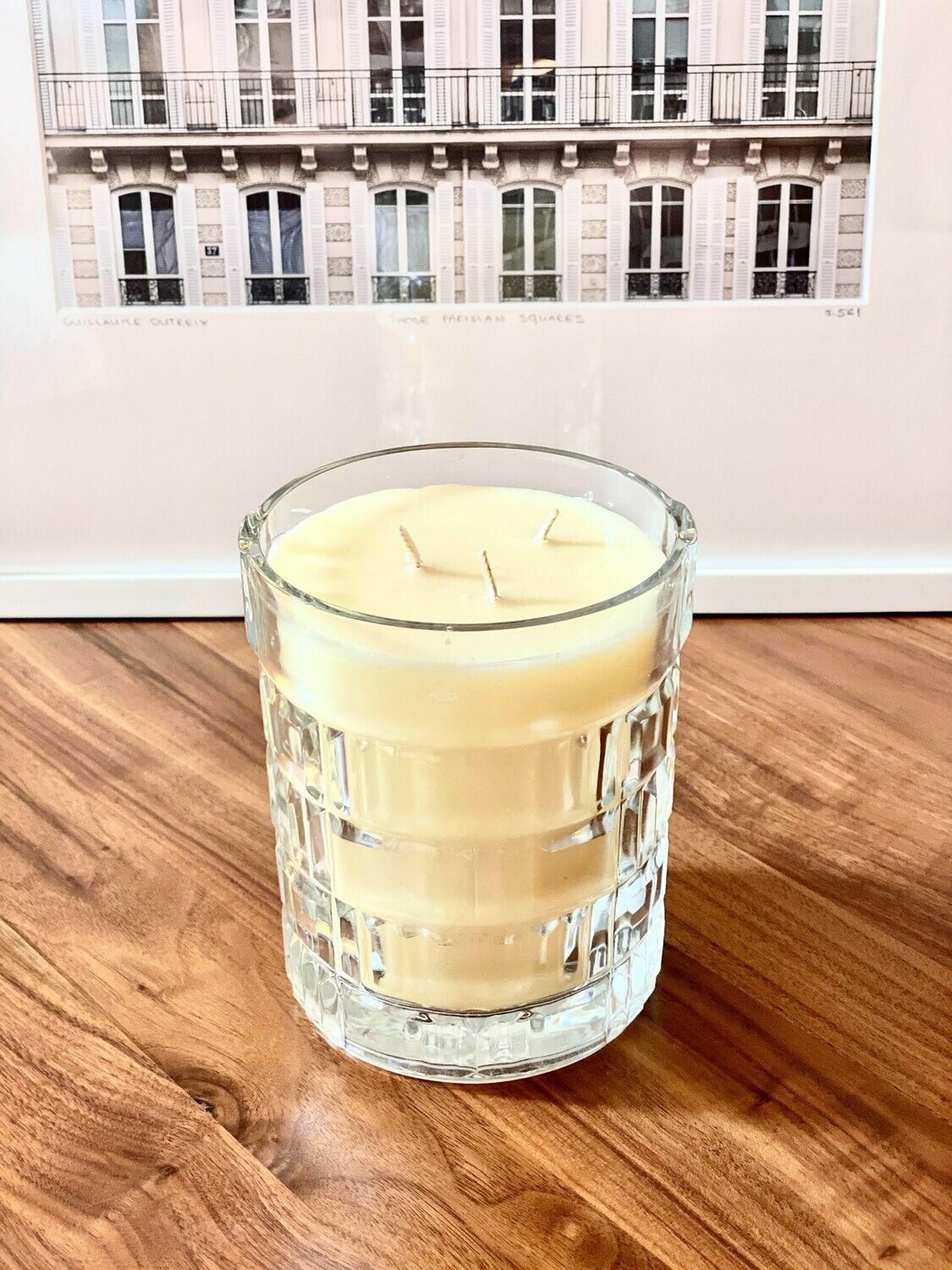 GRANDE BOUGIE CANNELLE VERRE CISELÉ | Taille XL - Grand Hôtel