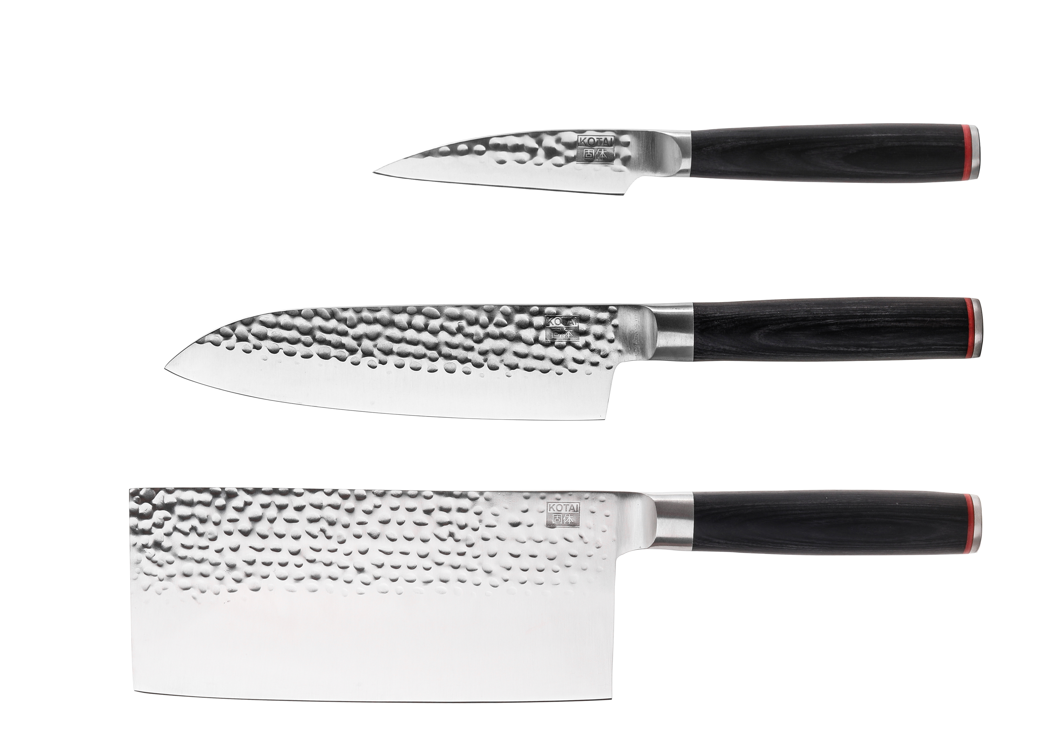 Le Set Asiatique : 3 couteaux (couteau d'office + santoku + hachoir) - Pakka