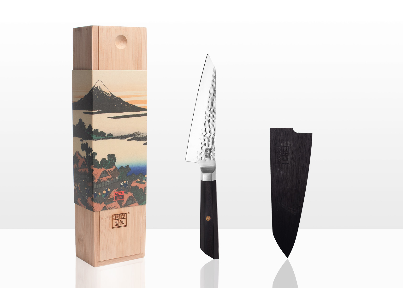 Petty (couteau universel) Bunka martelé - avec saya magnétique et boîte cadeau - lame 135 mm - Bunka