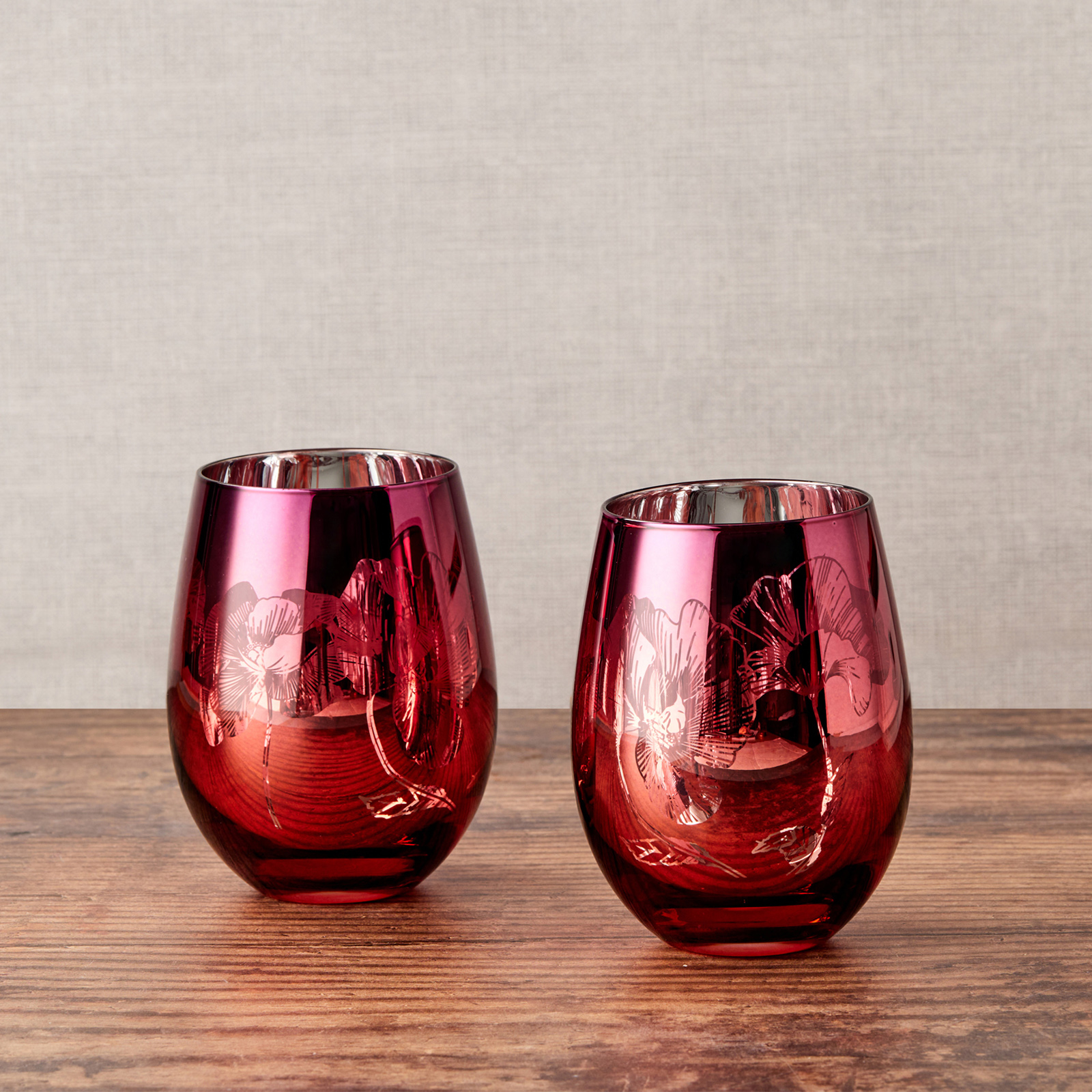 Visuel deLot de 2 verres by Artland - Bloom Magnifiquement décorés avec un design détaillé rose, orange et argent, ces délicats verres comportent un bouquet de fleurs miroir, le tout sur un bol incurvé peu profonde.