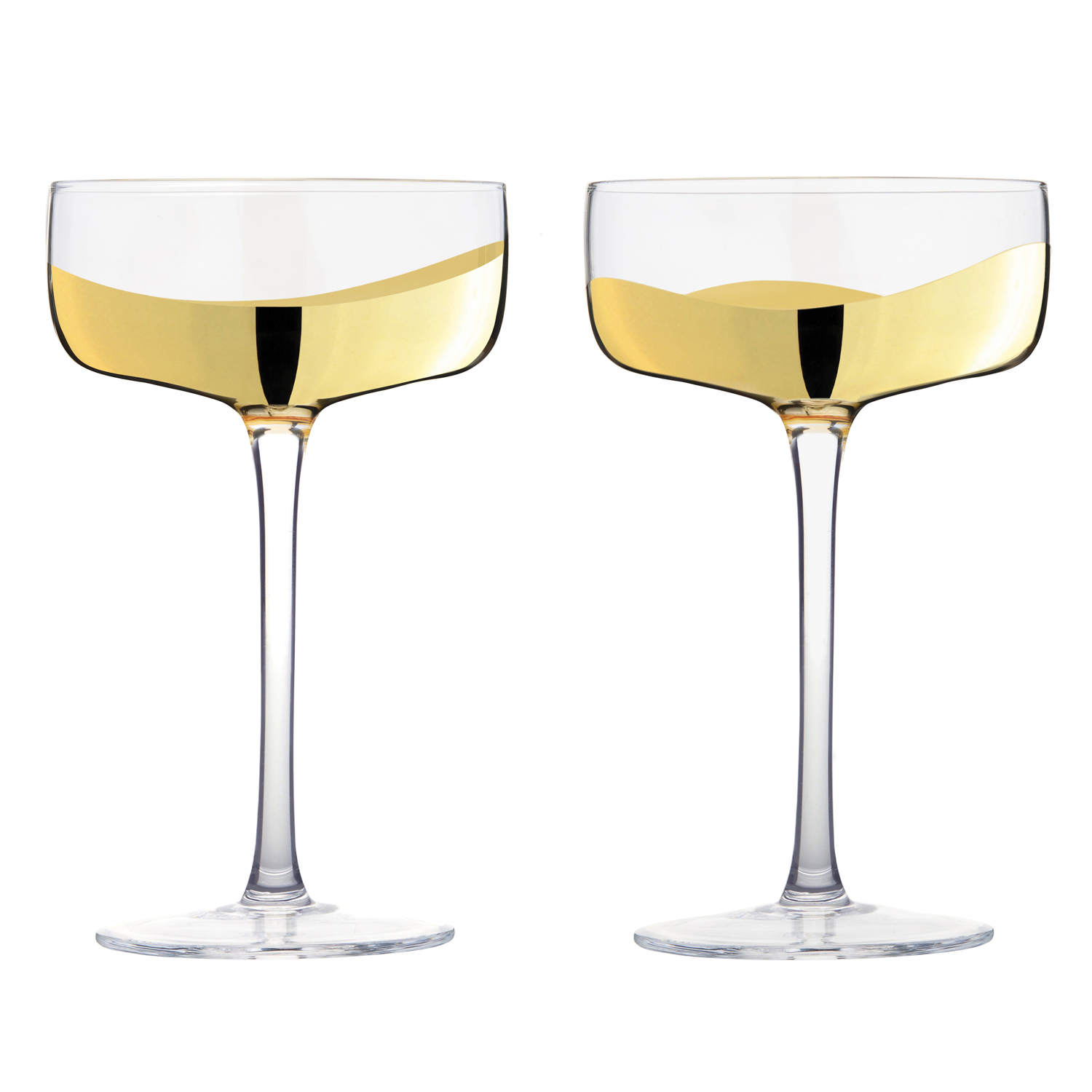 Wave - Coupes à champagne Or, Set de 2 - Anton Studio Designs