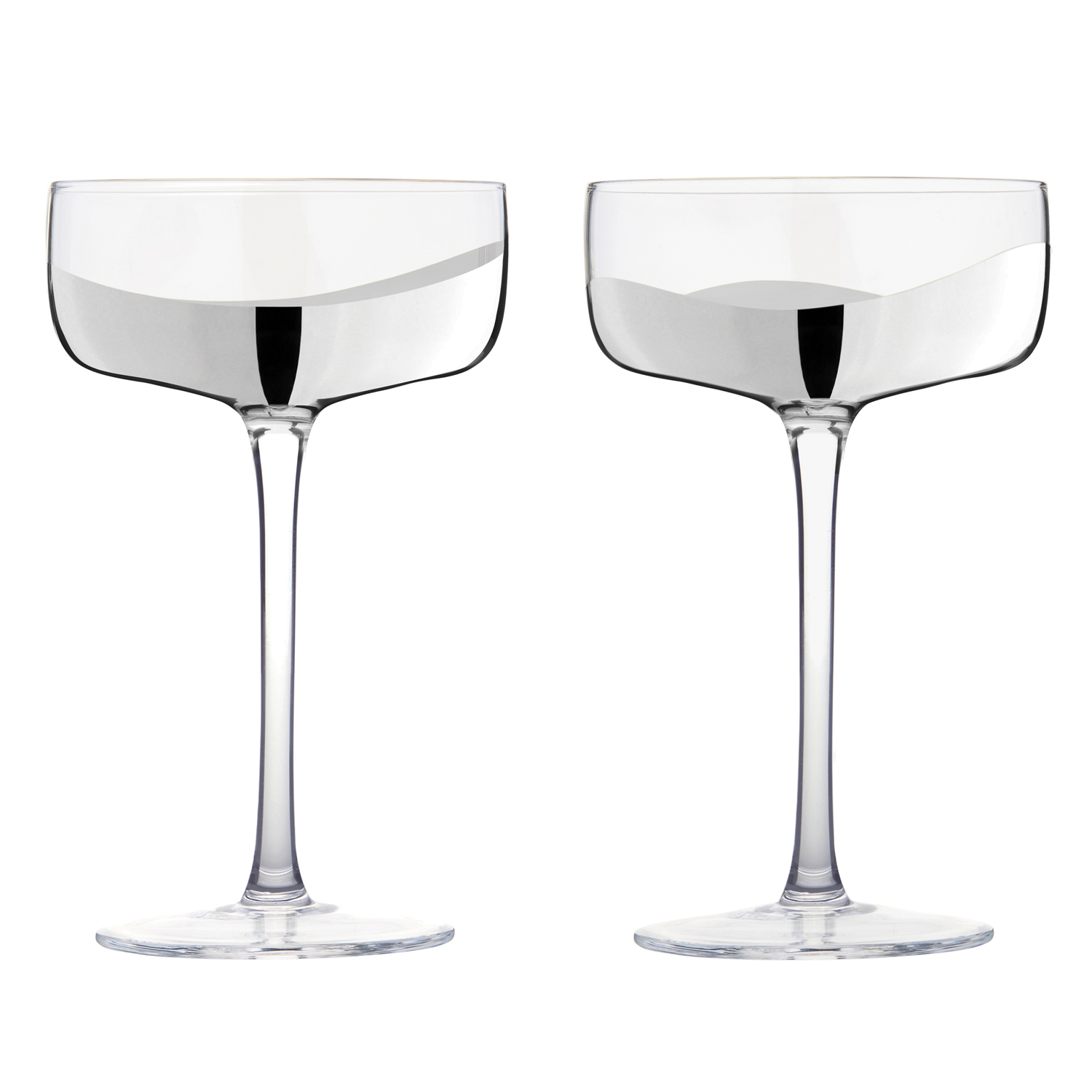 Wave - Coupes à champagne Argent, Set de 2 - Anton Studio Designs